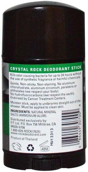 洗澡，美容，除臭劑 - Crystal Body Deodorant, Crystal Rock Deodorant Wide Stick, Unscented, 3.5 oz (100 g)