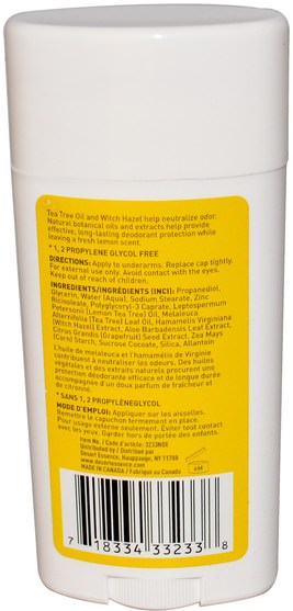 洗澡，美容，除臭劑 - Desert Essence, Deodorant, Lemon Tea Tree, 2.5 oz (70 ml)