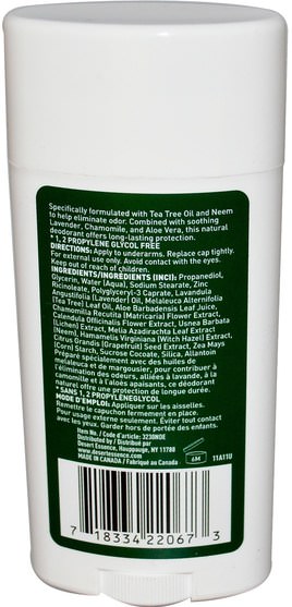 洗澡，美容，除臭劑 - Desert Essence, Tea Tree Oil Deodorant with Lavender Oil, 2.5 oz (70 ml)