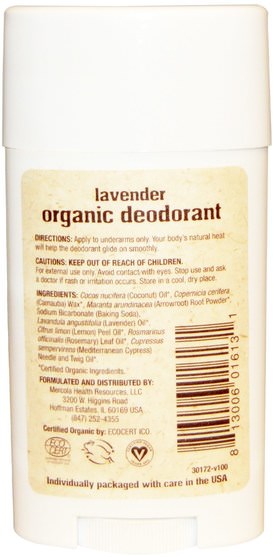 洗澡，美容，除臭劑 - Dr. Mercola, Organic Deodorant, Lavender, 2.5 oz (70.8 g)