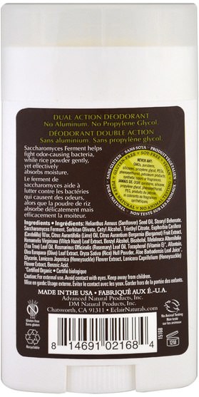洗澡，美容，除臭劑 - Eclair Naturals, Dual Action Deodorant, Mexican Lime & Bergamot, 1.5 oz (42.5 g)
