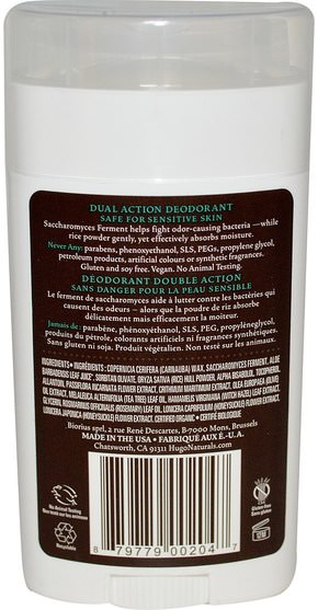 洗澡，美容，除臭劑 - Hugo Naturals, Dual Action Deodorant, Sea Fennel & Passionflower, 1.5 oz (42.5 g)