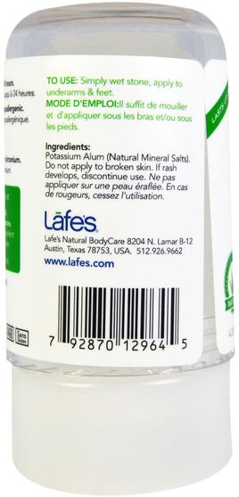 洗澡，美容，除臭劑 - Lafes Natural Body Care, Crystal Rock Deodorant, 4.25 oz (120 ml)