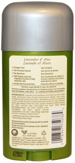 洗澡，美容，除臭劑 - Natures Gate, Deodorant, Herbal Blend, Lavender & Aloe, 1.7 oz (48 g)