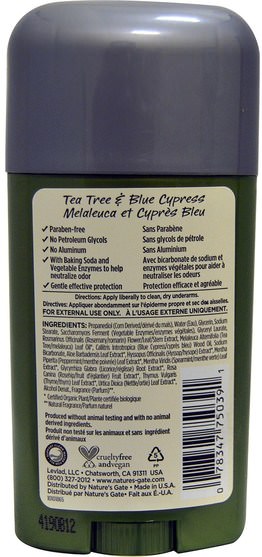 洗澡，美容，除臭劑 - Natures Gate, Deodorant, Herbal Blend, Tea Tree & Blue Cypress, 1.7 oz (48 g)