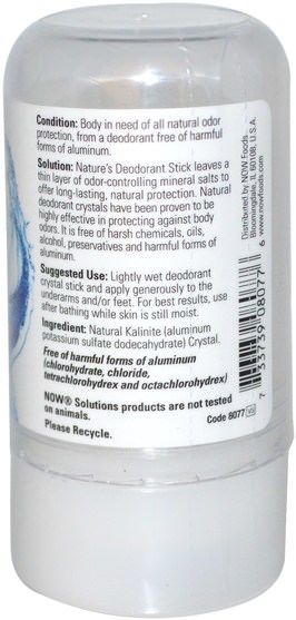 洗澡，美容，除臭劑 - Now Foods, Natures Deodorant Stick, 3.5 oz (99 g)