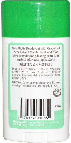 洗澡，美容，除臭劑 - NutriBiotic, Long Lasting Deodorant Stick, Unscented, 2.6 oz (75 g)