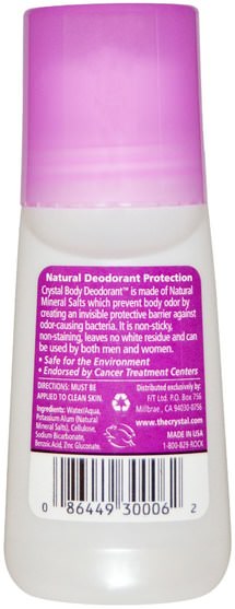 沐浴，美容，除臭劑，滾裝除臭劑 - Crystal Body Deodorant, Roll-On Body Deodorant, 2.25 fl oz (66 ml)