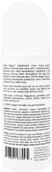 浴，美容，除臭劑，滾裝除臭女性 - Home Health, Herbal Magic, Roll-On Deodorant, Jasmine, 3 fl oz (88 ml)