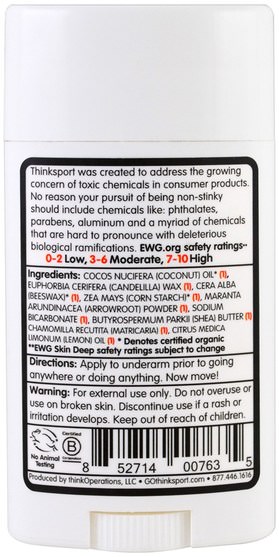 洗澡，美容，除臭劑 - Think, Thinksport, Natural Deodorant, Chamomile Citrus, 2.9 oz (85.8 ml)