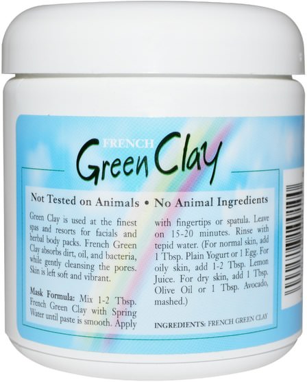 洗澡，美容，排毒，粘土 - Rainbow Research, French Green Clay, Facial Treatment Mask Powder, 8 oz (225 g)
