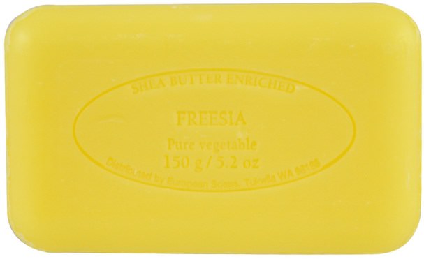 洗澡，美女 - European Soaps, Pre de Provence, Bar Soap, Freesia, 5.2 oz (150 g)