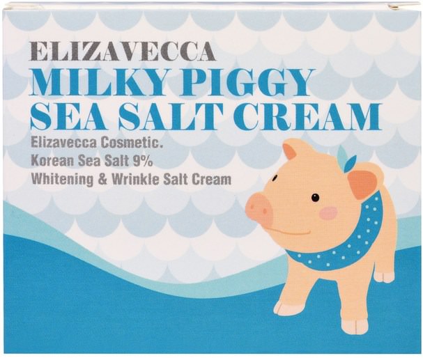 洗澡，美容，面部護理，面霜，乳液 - Elizavecca, Milky Piggy Sea Salt Cream, 100 g