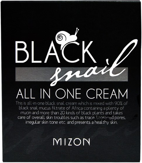 洗澡，美容，面部護理，面霜，乳液 - Mizon, Black Snail, All In One Cream, 2.53 fl oz (75 ml)