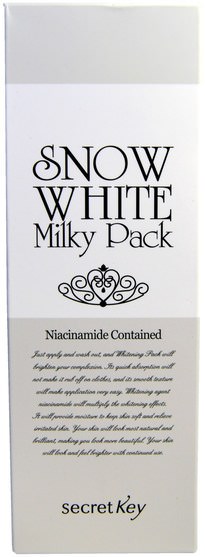 洗澡，美容，面部護理，洗面奶 - Secret Key, Snow White Milky Pack, Whitening Cream, 200 g