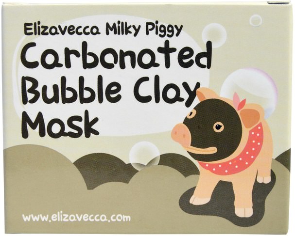 洗澡，美容，面膜，泥面膜 - Elizavecca, Milky Piggy Carbonated Bubble Clay Mask, 100 g