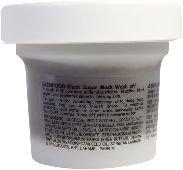 洗澡，美容，面膜，糖，水果面膜 - Skinfood, Black Sugar Mask Wash Off, 100 g
