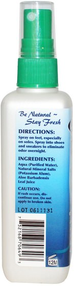 洗澡，美容，腳部護理，除臭 - Naturally Fresh, Deodorant Crystal, Foot Spray, 4 fl oz (120 ml)