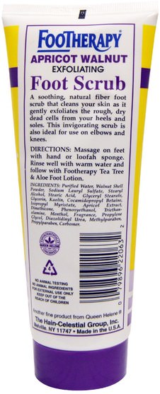 洗澡，美容，腳部護理 - Queen Helene, FooTherapy, Exfoliating Foot Scrub, Apricot Walnut, 7 oz (198 g)