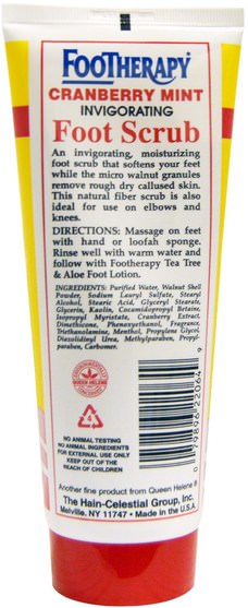 洗澡，美容，腳部護理 - Queen Helene, Footherapy, Invigorating Foot Scrub, Cranberry Mint, 7 oz (198 g)