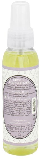 洗澡，美容，香水噴霧 - Deep Steep, Dry Oil Body Spritzer, Lavender Chamomile, 4 fl oz (118 ml)