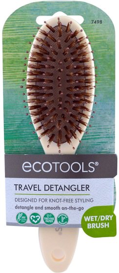 洗澡，美容，毛刷 - EcoTools, Travel Detangler Brush, 1 Brush