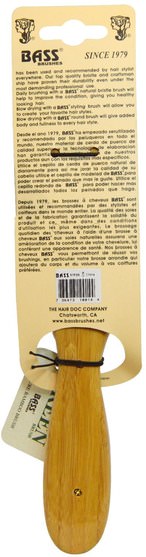 洗澡，美容，毛刷，頭髮，頭皮 - Bass Brushes, Semi Oval (soft) 100% Wild Boar Bristles, Wood Handle For Fine Hair, 1 Hair Brush