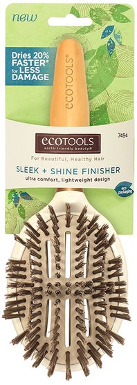 洗澡，美容，毛刷，頭髮，頭皮 - EcoTools, Sleek + Shine Finisher Brush, 1 Brush
