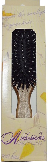 洗澡，美容，毛刷，頭髮，頭皮 - Fuchs Brushes, Ambassador Hairbrushes, Oval, Oak Handle, 1 Brush