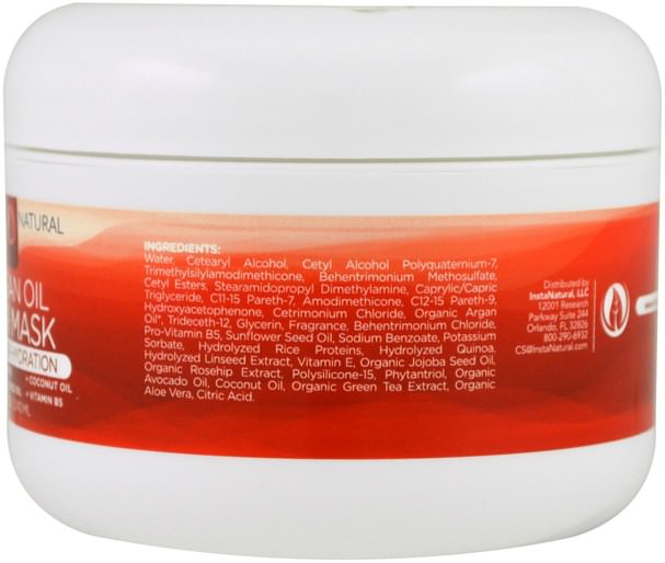 洗澡，美容，頭髮，頭皮，摩洛哥堅果 - InstaNatural, Argan Oil Hair Mask, Deep Conditioner, 8 fl oz (240 ml)