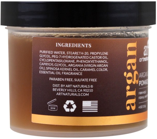 洗澡，美容，頭髮，頭皮 - Artnaturals, Argan Oil Pomade, 4 oz (113 g)