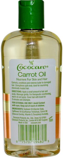 洗澡，美容，頭髮，頭皮 - Cococare, Nutritive Carrot Oil, 4 fl. oz. (118 ml)