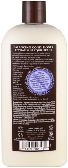 洗澡，美容，頭髮，頭皮，護髮素 - Eclair Naturals, Balancing Conditioner, Tea Tree & Lavender, 12 fl oz (355 ml)