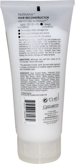 洗澡，美容，頭髮，頭皮，護髮素 - Giovanni, Nutrafix Hair Reconstructor, 6.8 fl oz (200 ml)