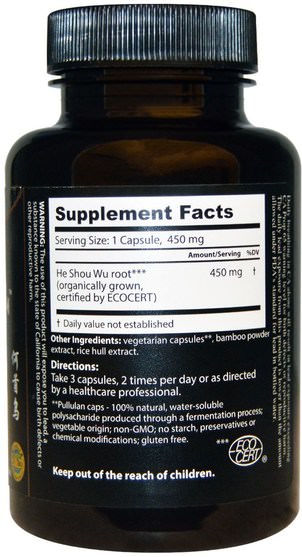 洗澡，美容，頭髮，頭皮，佛陀（何壽武） - Dragon Herbs, He Shou Wu, 450 mg, 100 Capsules