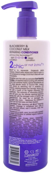 洗澡，美容，頭髮，頭皮 - Giovanni, 2Chic, Repairing Conditioner, for Damaged Over Processed Hair, Blackberry & Coconut Milk, 24 fl oz (710 ml)