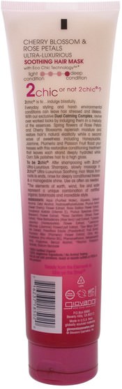 洗澡，美容，頭髮，頭皮 - Giovanni, 2Chic, Ultra-Luxurious, Soothing Hair Mask, Cherry Blossom & Rose Petals, 5.1 fl oz (150 ml)