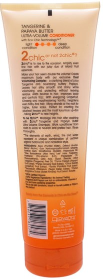 洗澡，美容，頭髮，頭皮 - Giovanni, 2Chic, Ultra-Volume Conditioner, for Fine, Limp Hair, Tangerine & Papaya Butter, 8.5 fl oz (250 ml)