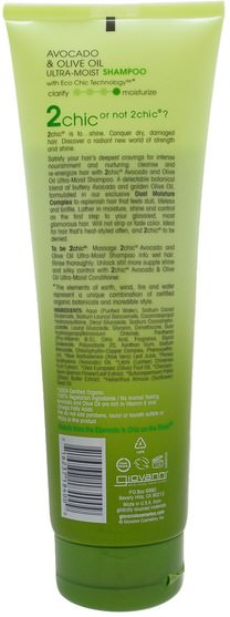 洗澡，美容，頭髮，頭皮 - Giovanni, Ultra-Moist Shampoo, for Dry, Damaged Hair, Avocado & Olive Oil, 8.5 fl oz (250 ml)