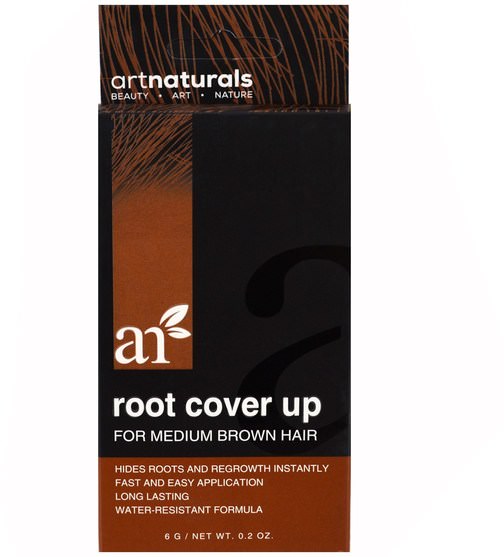 洗澡，美容，頭髮，頭皮，頭髮的顏色 - Artnaturals, Root Cover Up, For Medium Brown Hair, 0.2 oz (6 g)