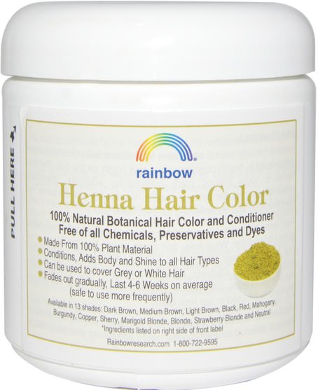 洗澡，美容，頭髮，頭皮，頭髮的顏色，頭髮護理 - Rainbow Research, Henna, Hair Color and Conditioner, Red, 4 oz (113 g)