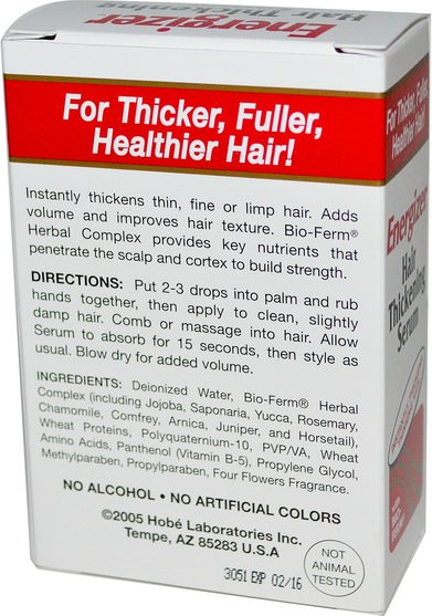 洗澡，美容，頭髮，頭皮 - Hobe Labs, Energizer, Hair Thickening Serum, 1 fl oz (29 ml)