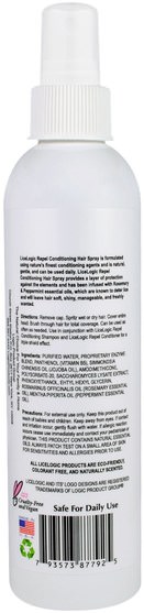 洗澡，美容，頭髮，頭皮 - Logic Products, LiceLogic, Repel Conditioning Hair Spray, Rosemary Mint, 8 fl oz (236 ml)