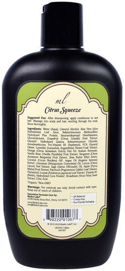 洗澡，美容，頭髮，頭皮，馬德雷實驗室護髮，洗髮水，護髮素 - Madre Labs, Thickening B-Complex + Biotin Conditioner, No Sulfates, Citrus Squeeze, 14 fl oz (414 ml)