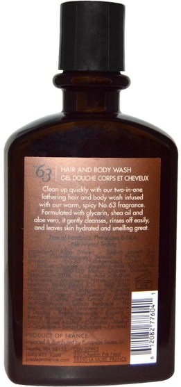 洗澡，美容，頭髮，頭皮，男士護髮，洗髮水，護髮素 - European Soaps, Pre De Provence, No.63, Mens Hair and Body Wash, 8 fl oz (240 ml)