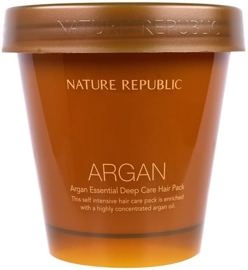 洗澡，美容，頭髮，頭皮 - Nature Republic, Argan Essential Deep Care Hair Pack, 200 ml