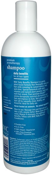 洗澡，美容，頭髮，頭皮，洗髮水，護髮素 - Beauty Without Cruelty, Shampoo, Daily Benefits, 16 fl oz (473 ml)