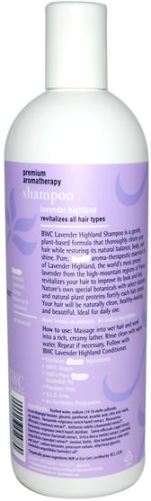 洗澡，美容，頭髮，頭皮，洗髮水，護髮素 - Beauty Without Cruelty, Shampoo, Lavender Highland, 16 fl oz (473 ml)