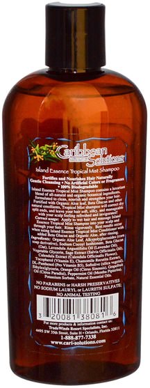 洗澡，美容，頭髮，頭皮，洗髮水，護髮素 - Caribbean Solutions, Island Essence, Tropical Mist Shampoo, 8 oz