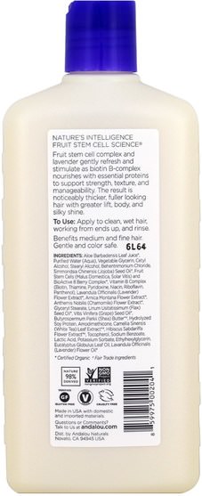 洗澡，美容，頭髮，頭皮，洗髮水，護髮素，護髮素 - Andalou Naturals, Conditioner, Full Volume, For Lift, Body, and Shine, Lavender & Biotin, 11.5 fl oz (340 ml)
